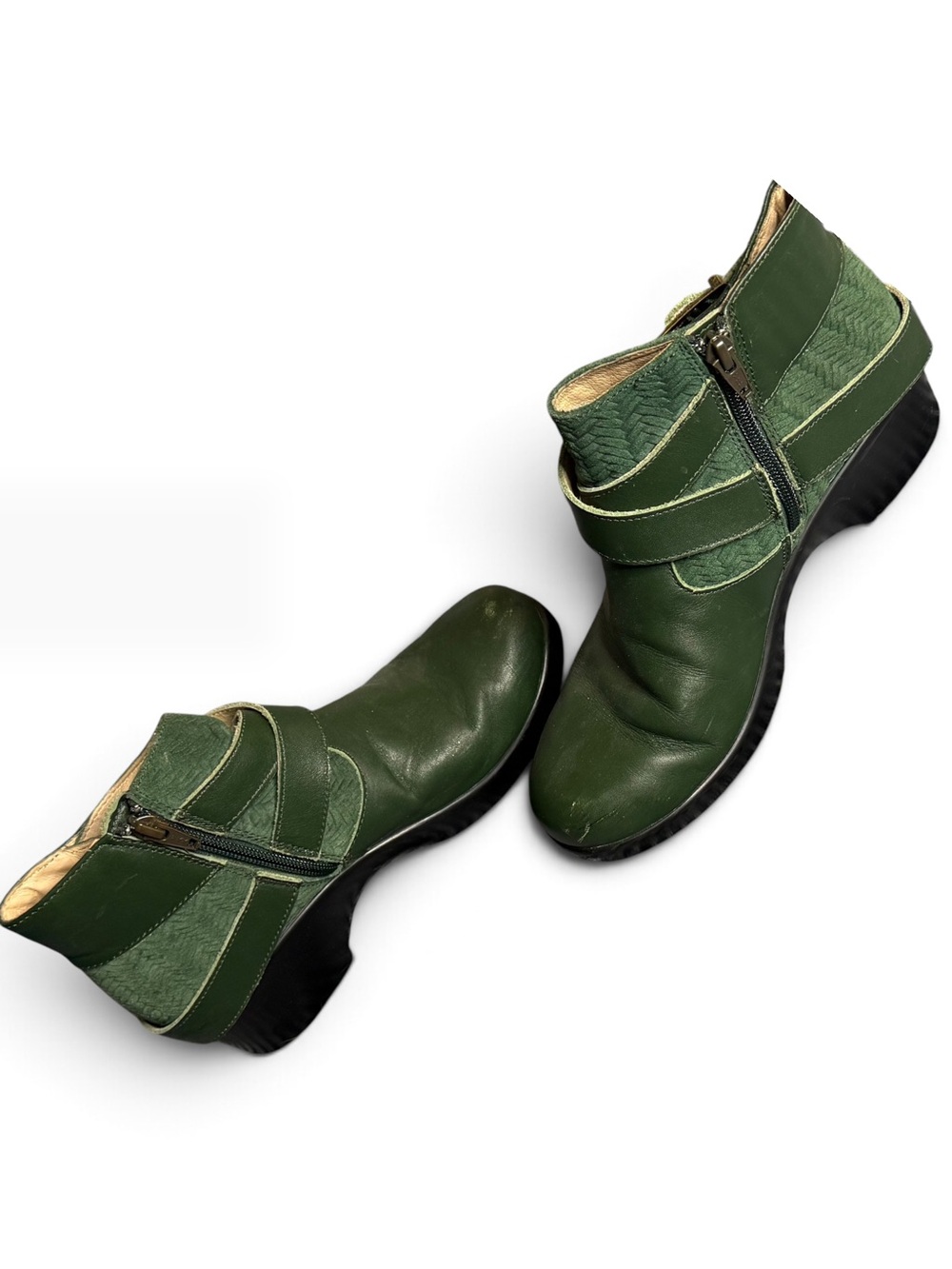 Alegria Eva Evergreen Leather Ankle Boots - Picture 2 of 9